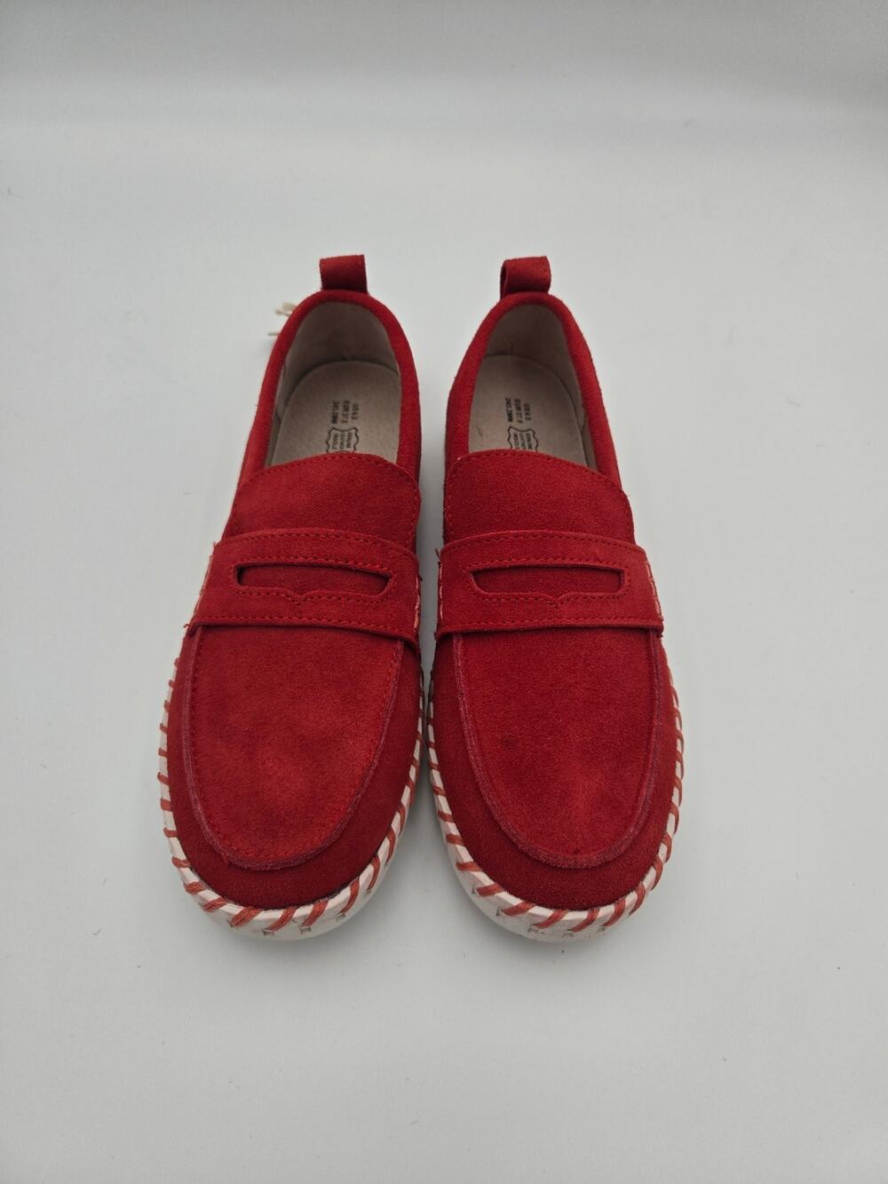 Project Cloud Red Suede Penny Loafers Women’s Size 6.5 New